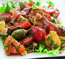 Испански салата: рецепти с говеждо месо, със скариди, пушено пиле и боб
