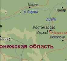 Костомарово, регион Воронеж. Карта на област Воронеж