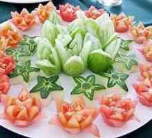 Зеленчукови нарязани зеленчуци: декорация на празнична маса