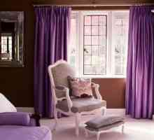 Завесите са пурпурни в спалнята, в кухнята. Завеси от виолетово в интериора (снимка)