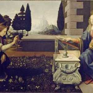 "Благовещение" - снимка на Леонардо да Винчи: две шедьоври на майстора
