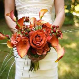 Оранжеви сватбени букети: снимка