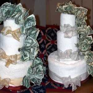 Оригинална торта, направена от пари, направена от собствени ръце