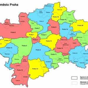 Прага. Карта на Прага и разделяне на областите.
