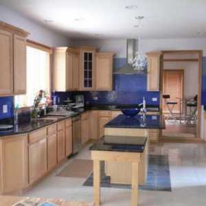 Синя кухня: снимка, цветова комбинация, цветен тапет за синя кухня