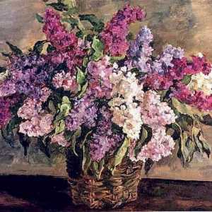Композиция върху картината Konchalovsky `Люляк в кошницата`. Цветя на живота