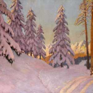 Зима: картини на руски художници. А сланината на прозореца е синьо-синьо ...